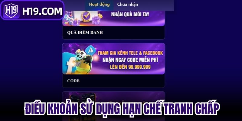 Tuân thủ điều khoản sử dụng hạn chế tranh chấp